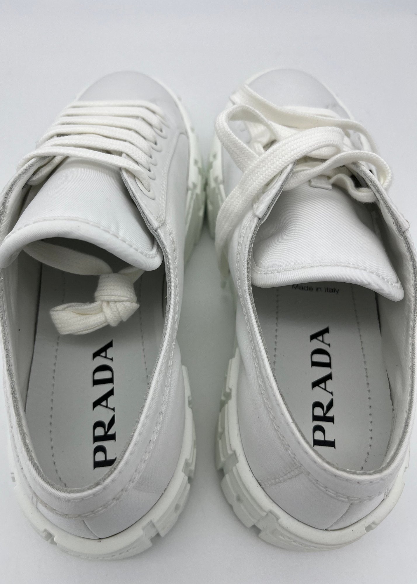 Prada Sneakers Double Wheel in Gabardine Re-Nylon Bianche