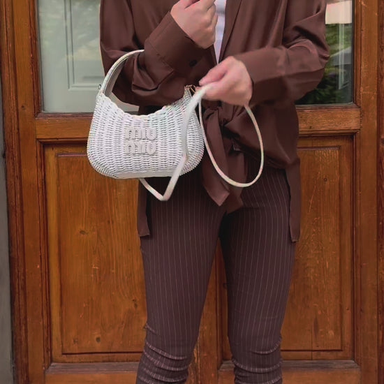 Miu Miu Borsa a mano Wander in Midollino Bianca