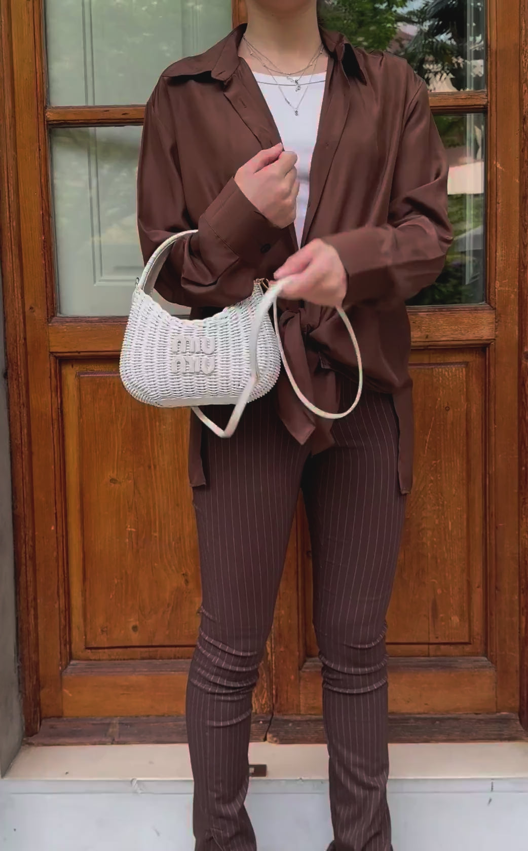 Miu Miu Borsa a mano Wander in Midollino Bianca
