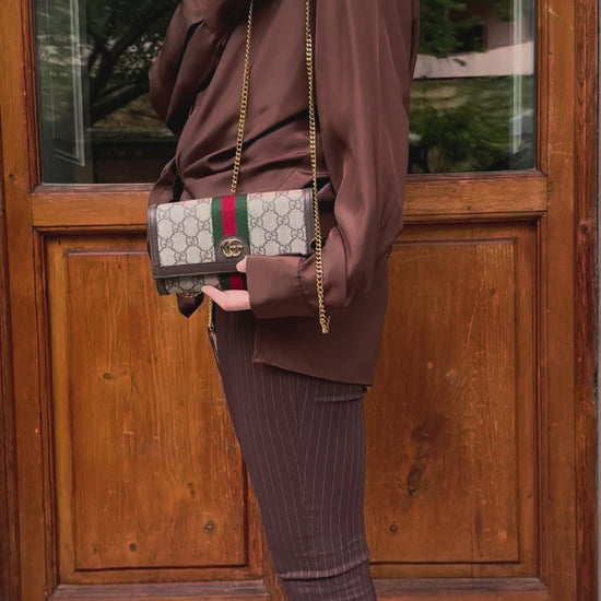 Gucci Borsa Ophidia Wallet on Chain Beige e Marrone