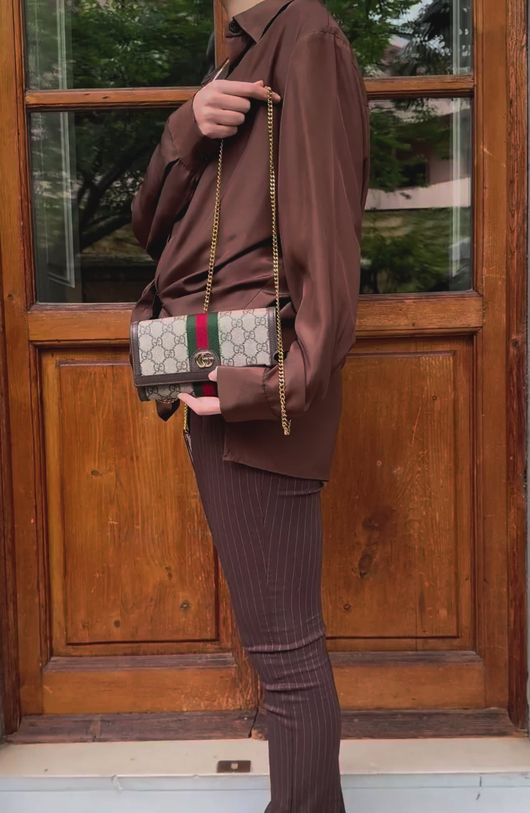 Gucci Borsa Ophidia Wallet on Chain Beige e Marrone