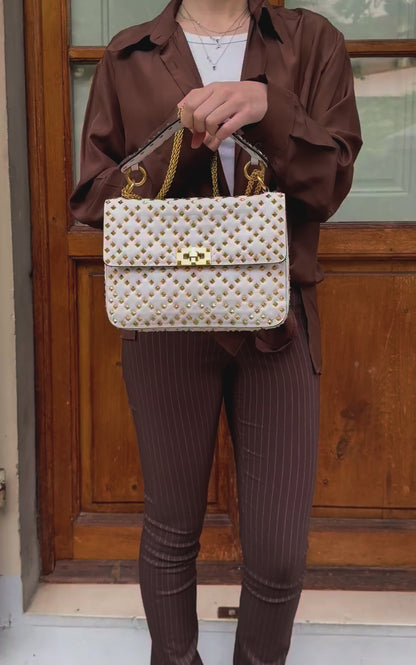 Valentino Garavani Borsa Rockstud Spike Limited Edition Media Bianca