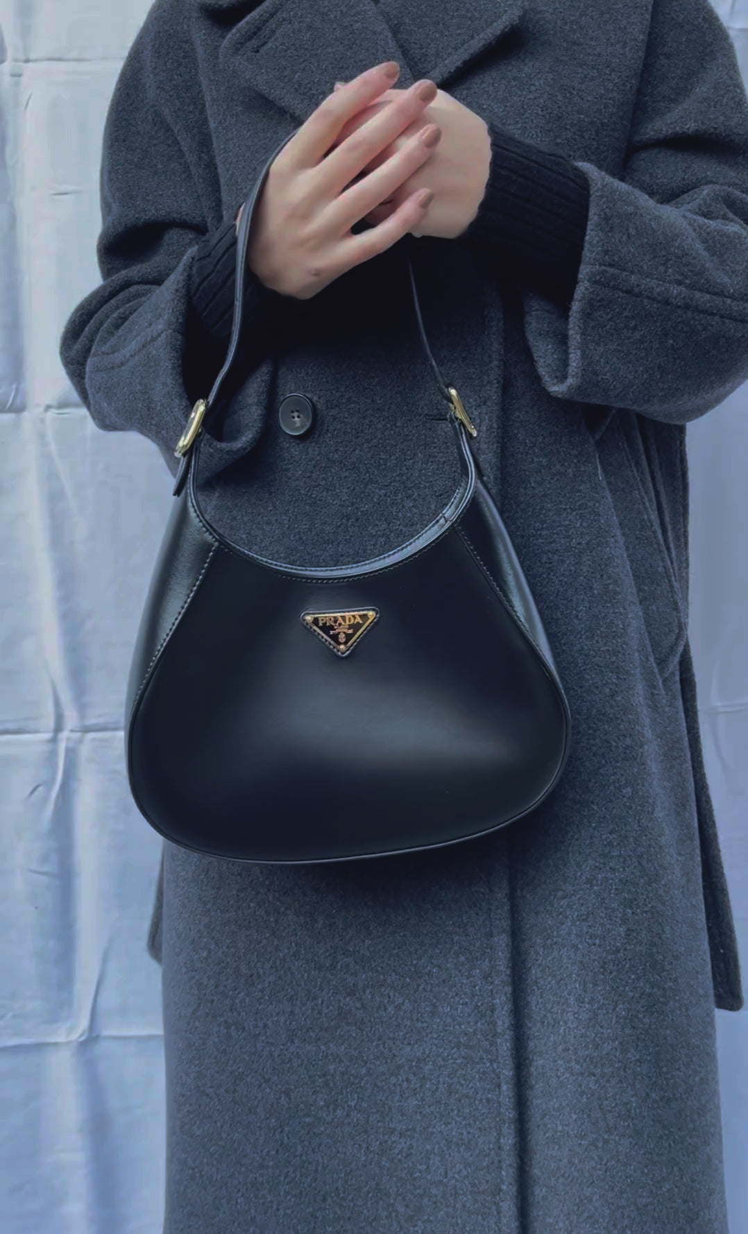 Prada Borsa Cleo a Spalla in Pelle Nera