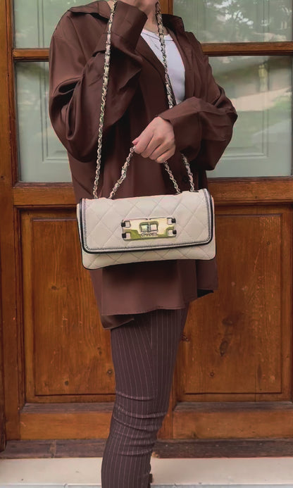Chanel Borsa 2.55 Vintage in Pelle Trapuntata Bianco Avorio