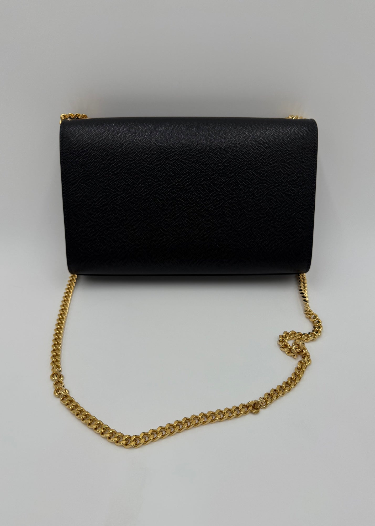 Saint Laurent Borsa Kate in Pelle Grain de Poudre Media Nera