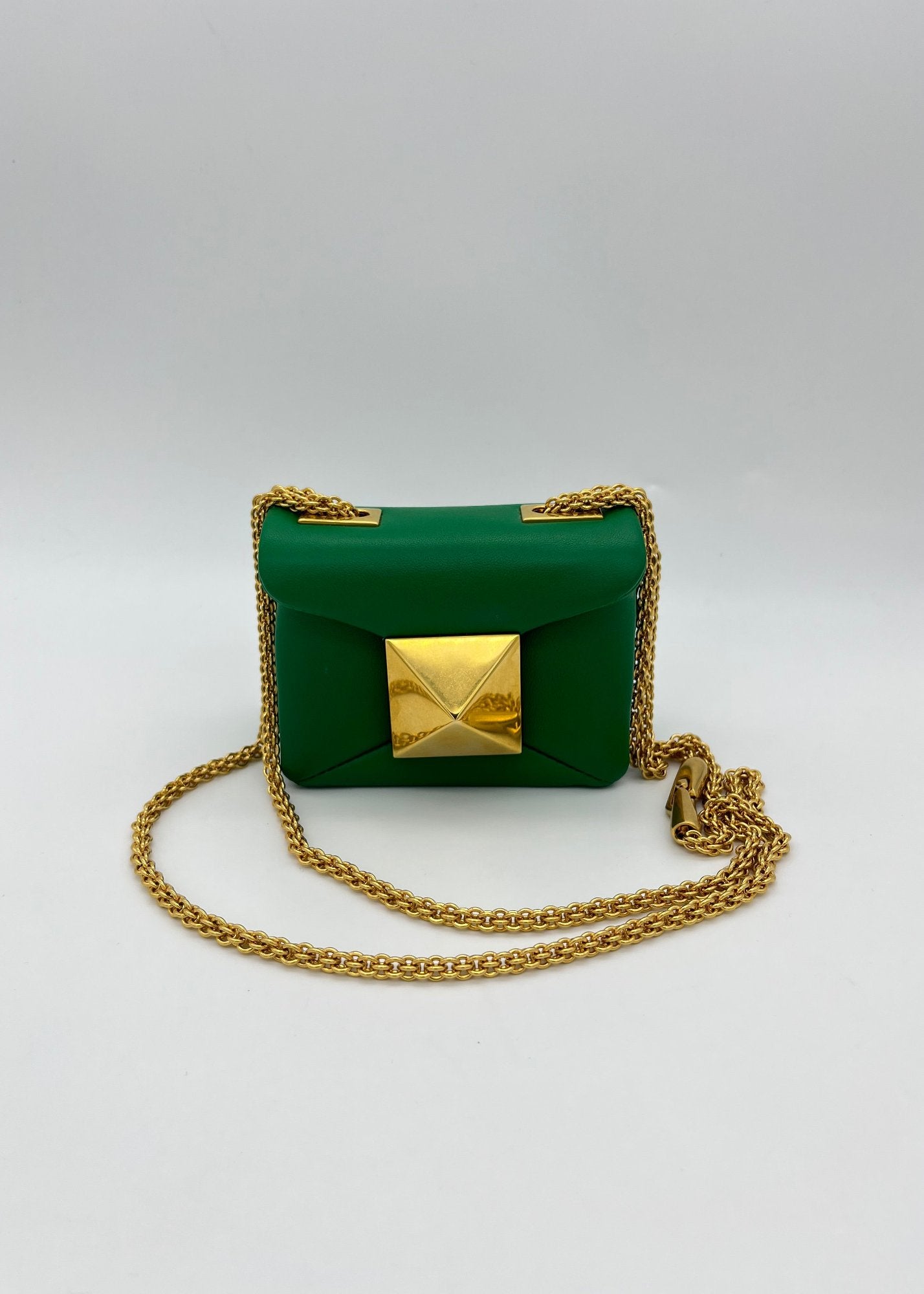 Valentino Garavani Borsa One Stud in Pelle Micro Verde